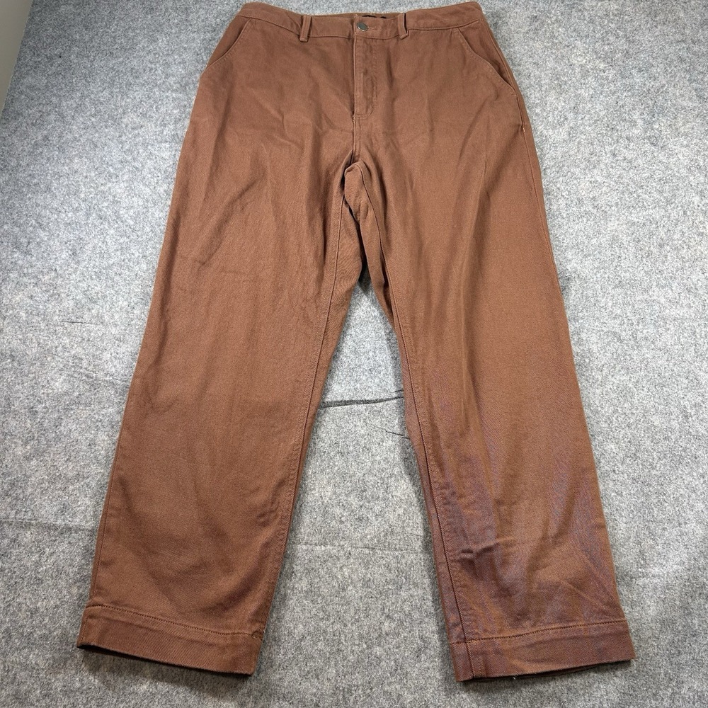 Quince Pants Women 12 Rust Brown Organic Cotton Stretch Straight Leg Chino